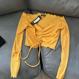 NWT Ruched Long Off-Shoulder Top